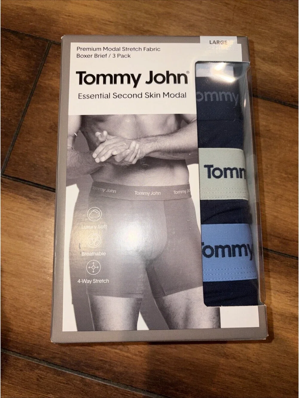 Tommy Jon Essential Second Skin Model Large Boxer Brief Model Stretch Fabrc